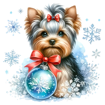 Cute Christmas puppy portrait DTF transfer, pattern XMAS1511-2