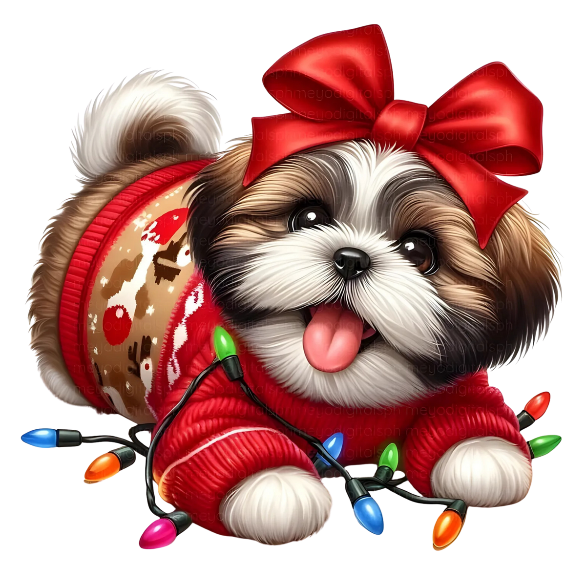 Cute Christmas puppy portrait DTF transfer, pattern XMAS1511-20