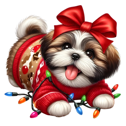 Cute Christmas puppy portrait DTF transfer, pattern XMAS1511-20