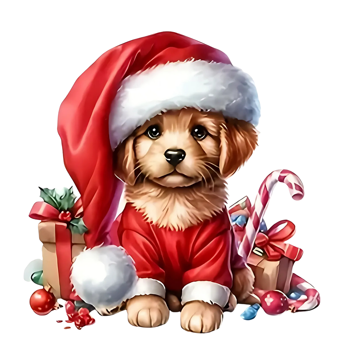Cute Christmas puppy portrait DTF transfer, pattern XMAS1511-21
