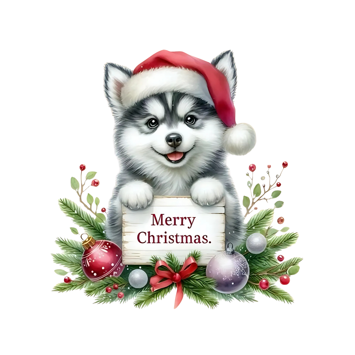 Cute Christmas puppy portrait DTF transfer, pattern XMAS1511-23