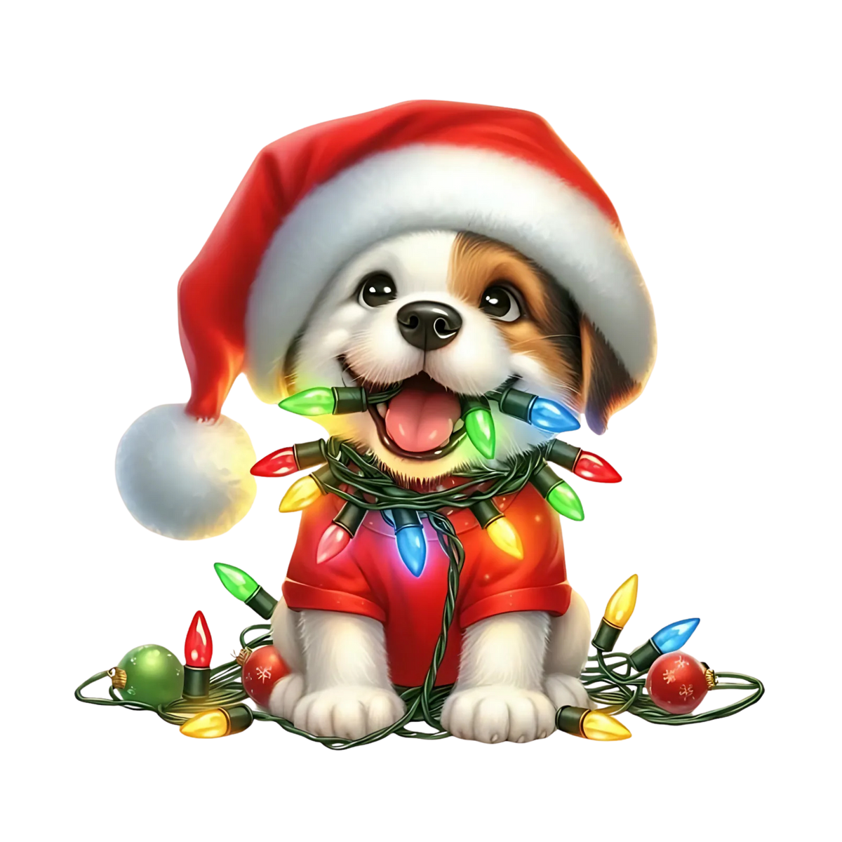 Cute Christmas puppy portrait DTF transfer, pattern XMAS1511-26