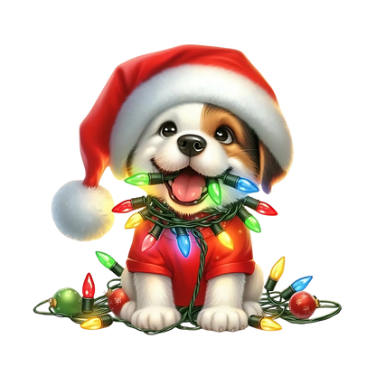 Cute Christmas puppy portrait DTF transfer, pattern XMAS1511-26