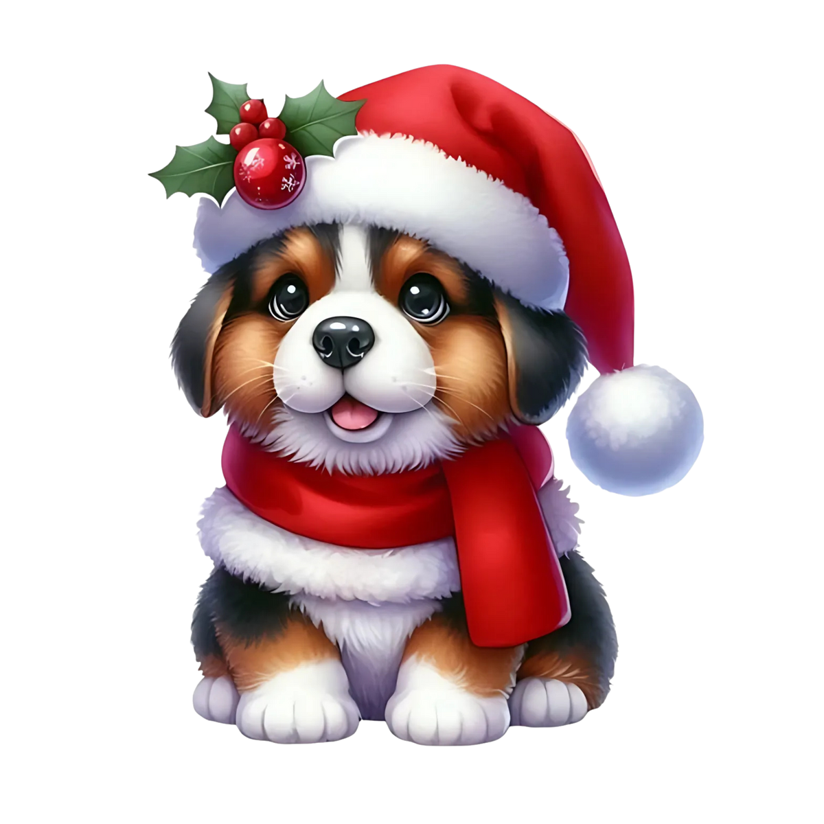 Cute Christmas puppy portrait DTF transfer, pattern XMAS1511-29