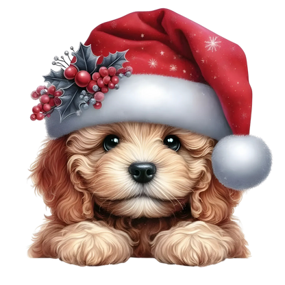 Cute Christmas puppy portrait DTF transfer, pattern XMAS1511-3