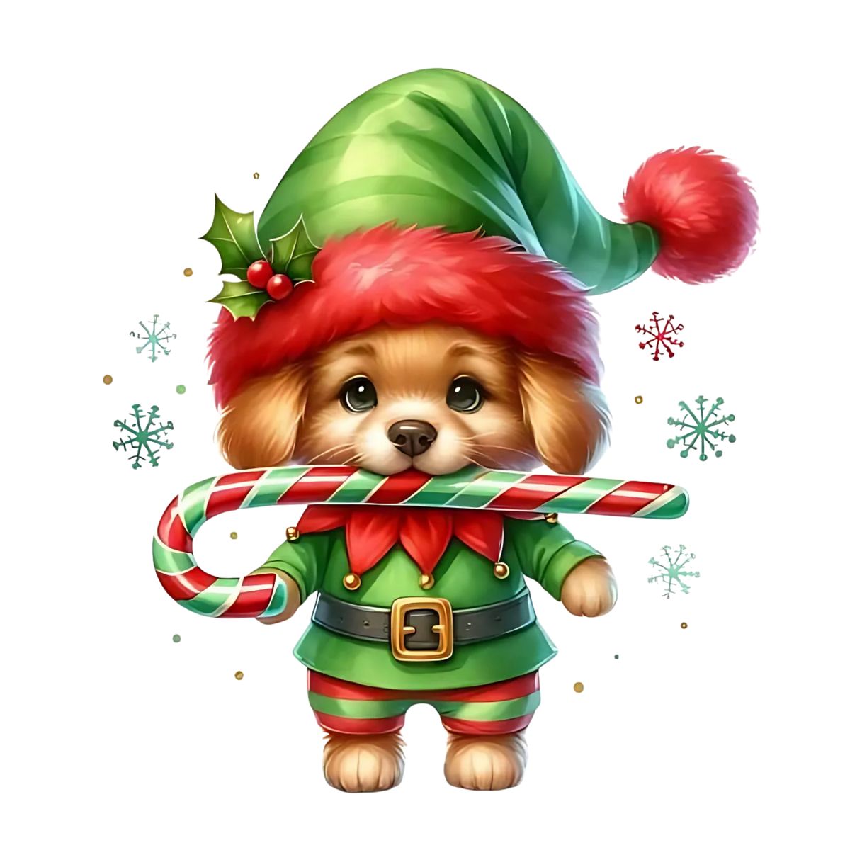 Cute Christmas puppy portrait DTF transfer, pattern XMAS1511-8