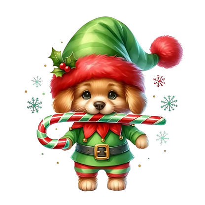 Cute Christmas puppy portrait DTF transfer, pattern XMAS1511-8