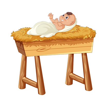 Cute illustrated baby Jesus Christmas DTF transfer, pattern XMAS1512-10