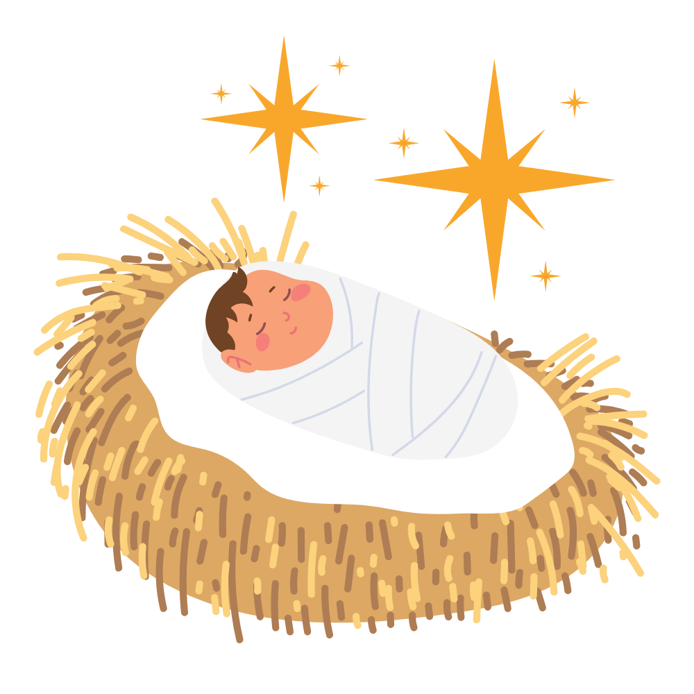 Cute illustrated baby Jesus Christmas DTF transfer, pattern XMAS1512-12
