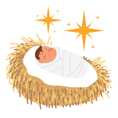 Cute illustrated baby Jesus Christmas DTF transfer, pattern XMAS1512-12