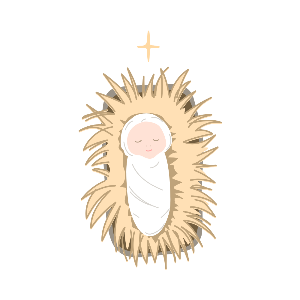 Cute illustrated baby Jesus Christmas DTF transfer, pattern XMAS1512-13
