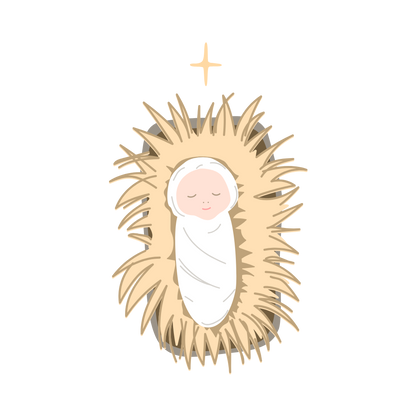 Cute illustrated baby Jesus Christmas DTF transfer, pattern XMAS1512-13