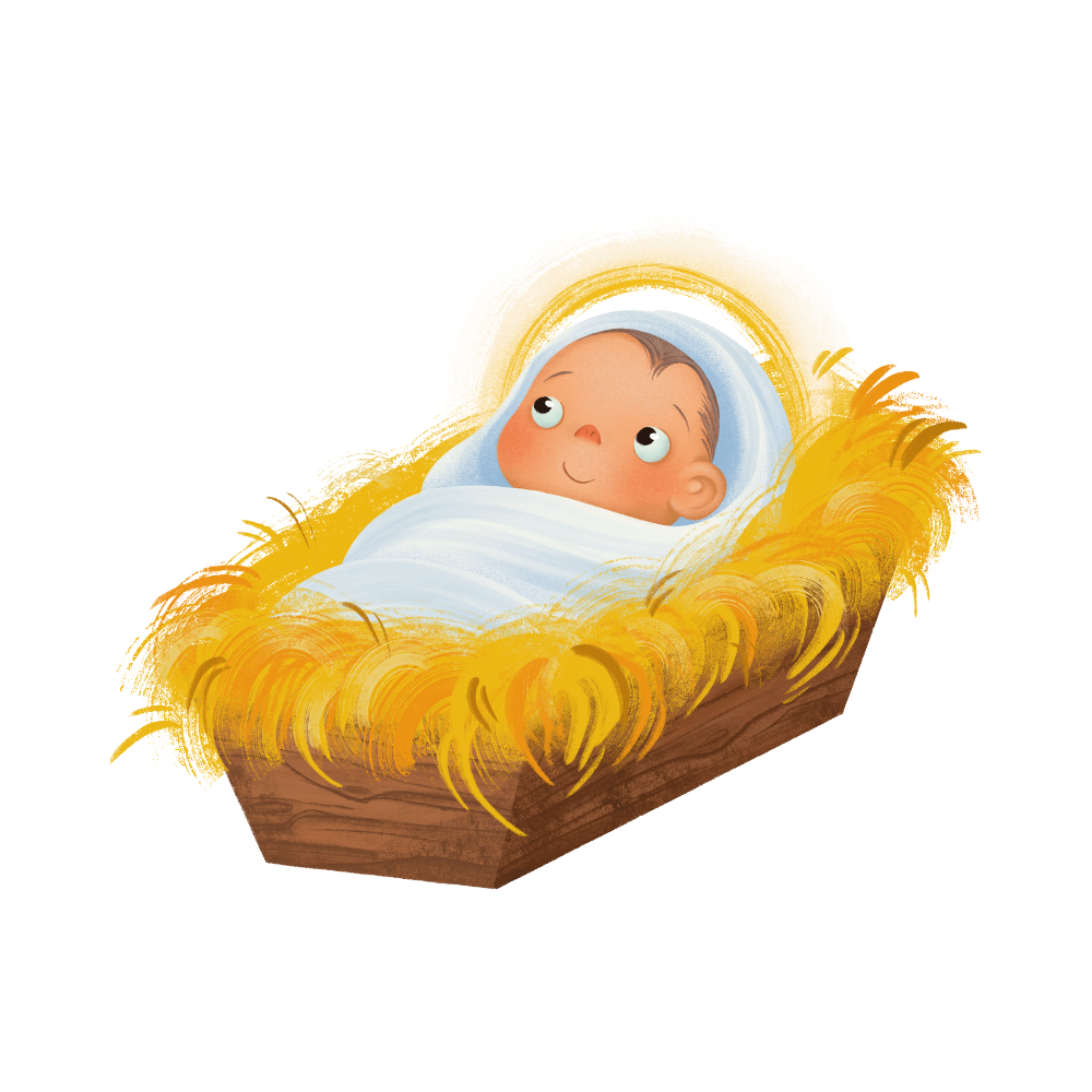 Cute illustrated baby Jesus Christmas DTF transfer, pattern XMAS1512-16