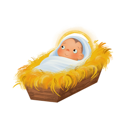 Cute illustrated baby Jesus Christmas DTF transfer, pattern XMAS1512-16
