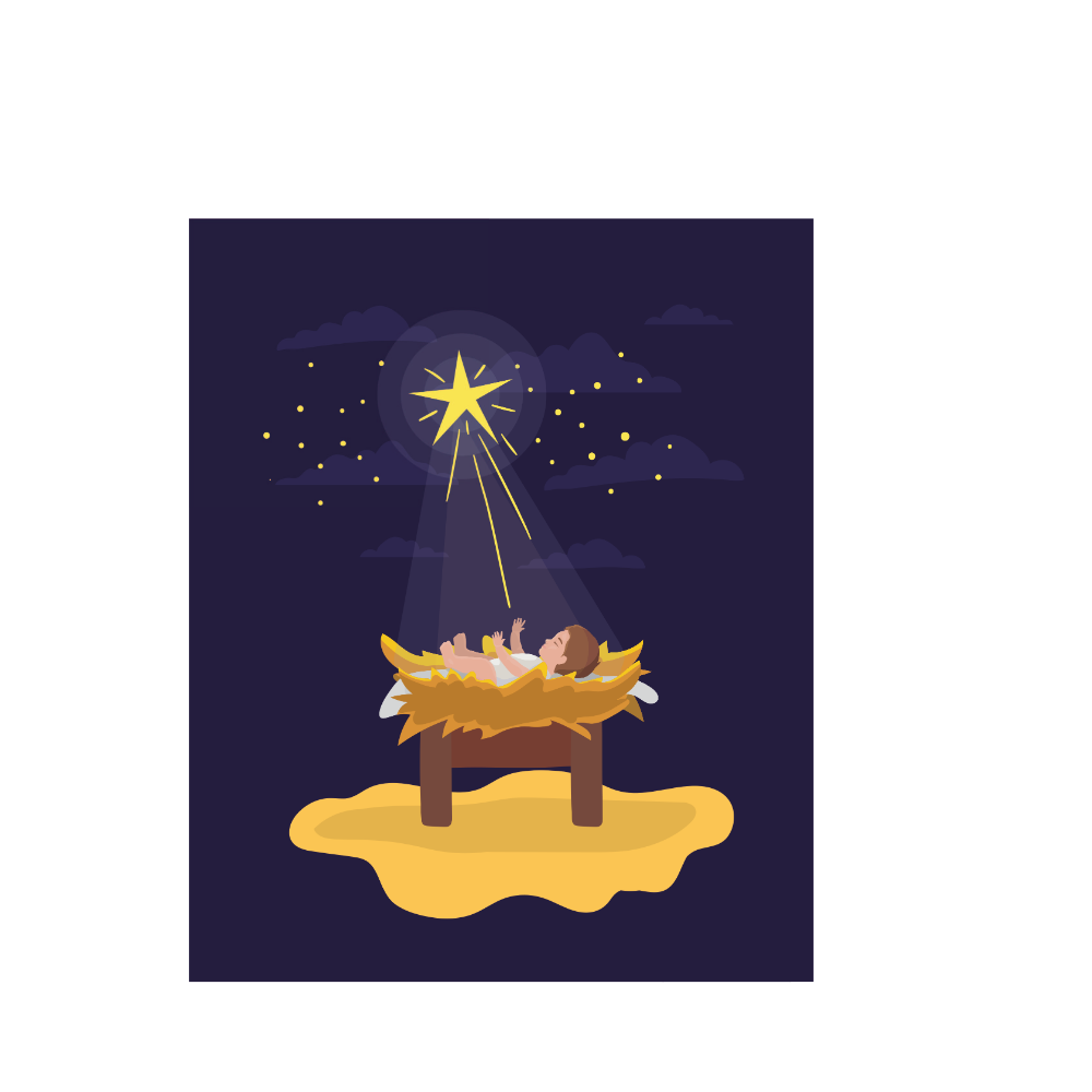 Cute illustrated baby Jesus Christmas DTF transfer, pattern XMAS1512-20