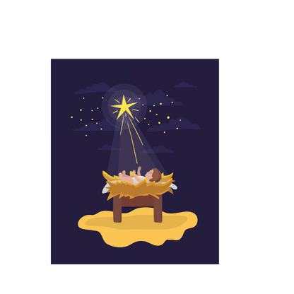Cute illustrated baby Jesus Christmas DTF transfer, pattern XMAS1512-20