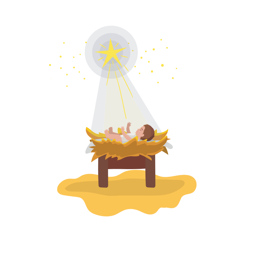 Cute illustrated baby Jesus Christmas DTF transfer, pattern XMAS1512-22