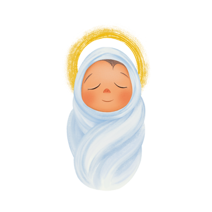 Cute illustrated baby Jesus Christmas DTF transfer, pattern XMAS1512-24