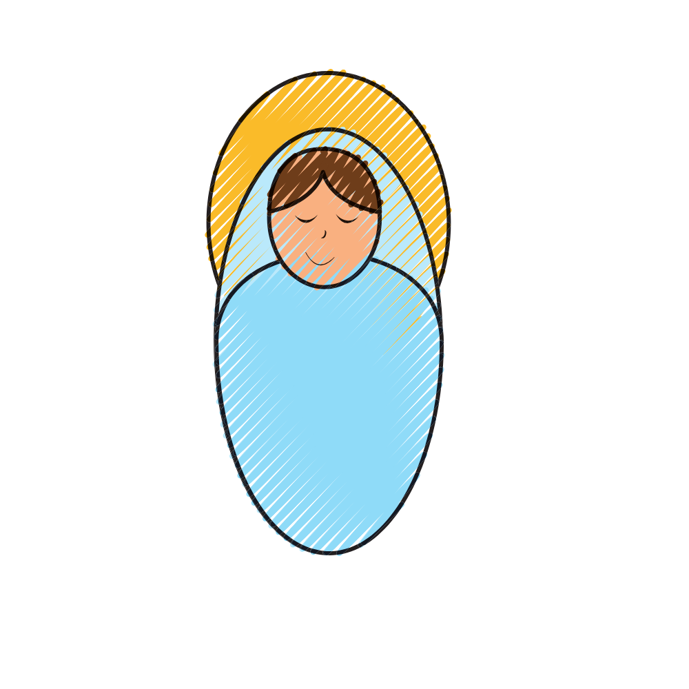 Cute illustrated baby Jesus Christmas DTF transfer, pattern XMAS1512-32