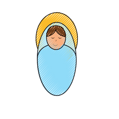 Cute illustrated baby Jesus Christmas DTF transfer, pattern XMAS1512-32