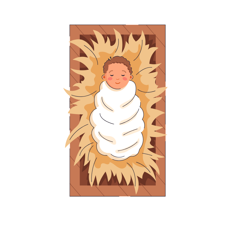 Cute illustrated baby Jesus Christmas DTF transfer, pattern XMAS1512-5