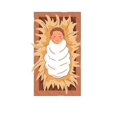 Cute illustrated baby Jesus Christmas DTF transfer, pattern XMAS1512-5