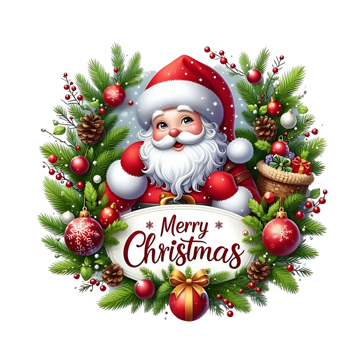 Cute illustrated Santa Christmas DTF transfer, pattern XMAS1514-11