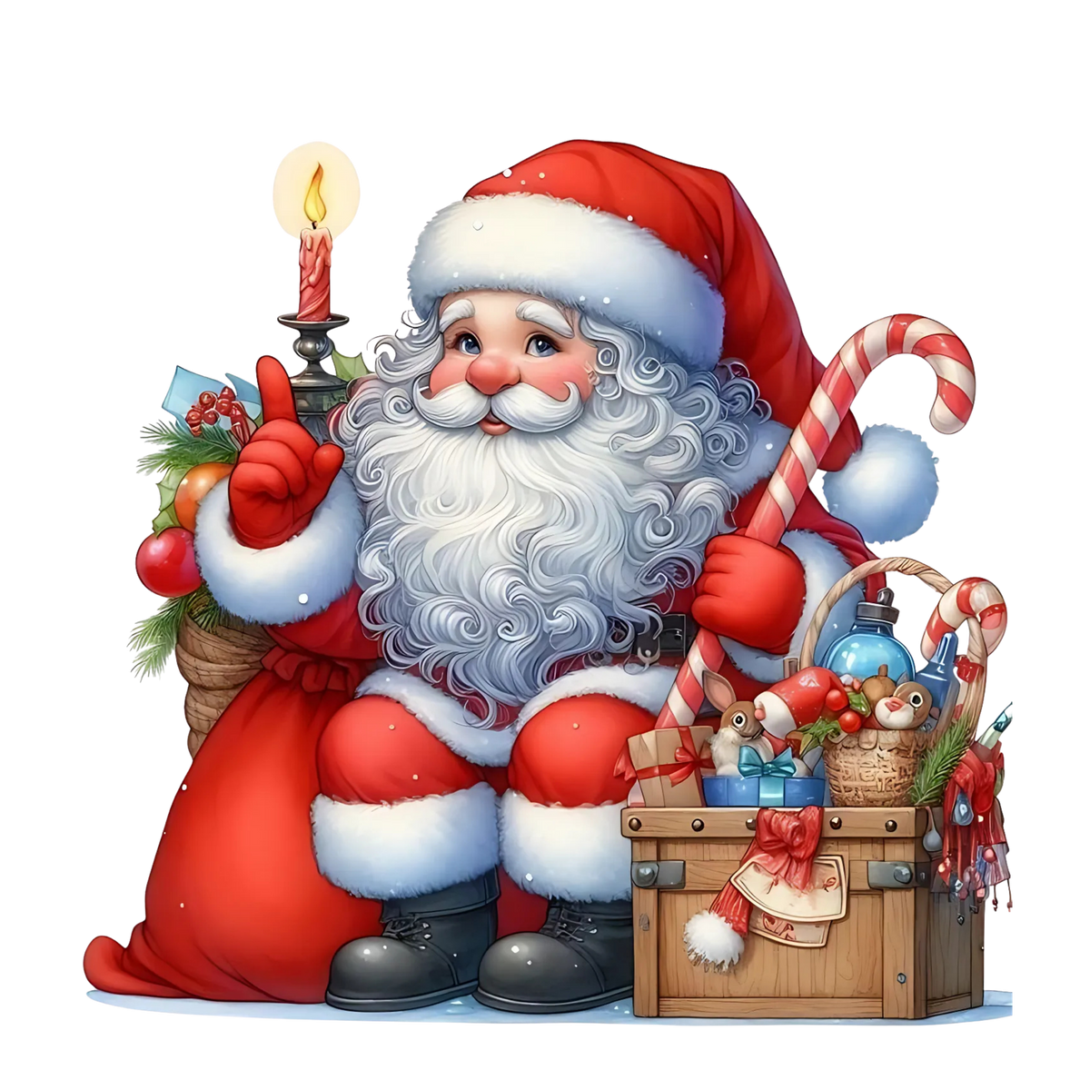 Cute illustrated Santa Christmas DTF transfer, pattern XMAS1514-12
