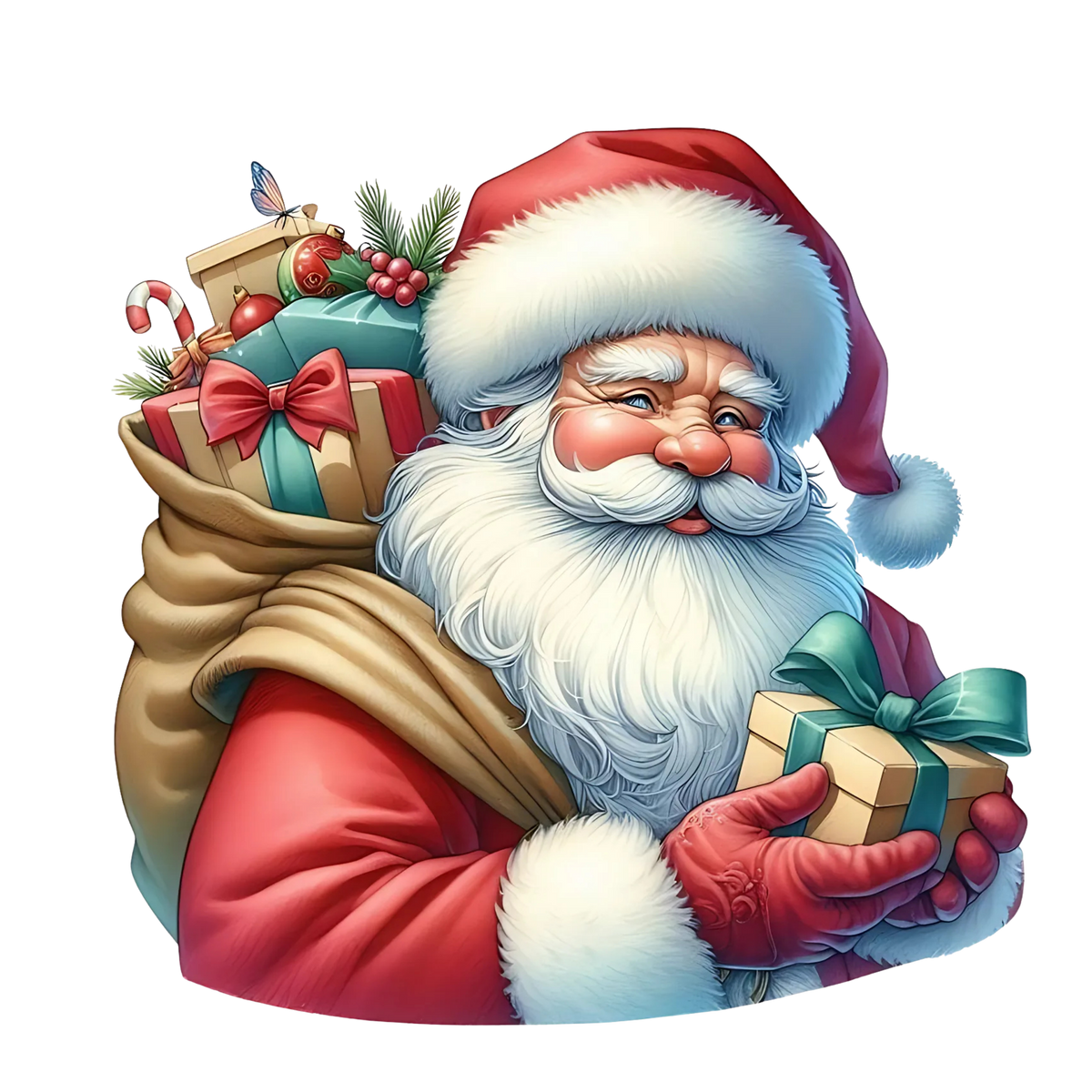 Cute illustrated Santa Christmas DTF transfer, pattern XMAS1514-13