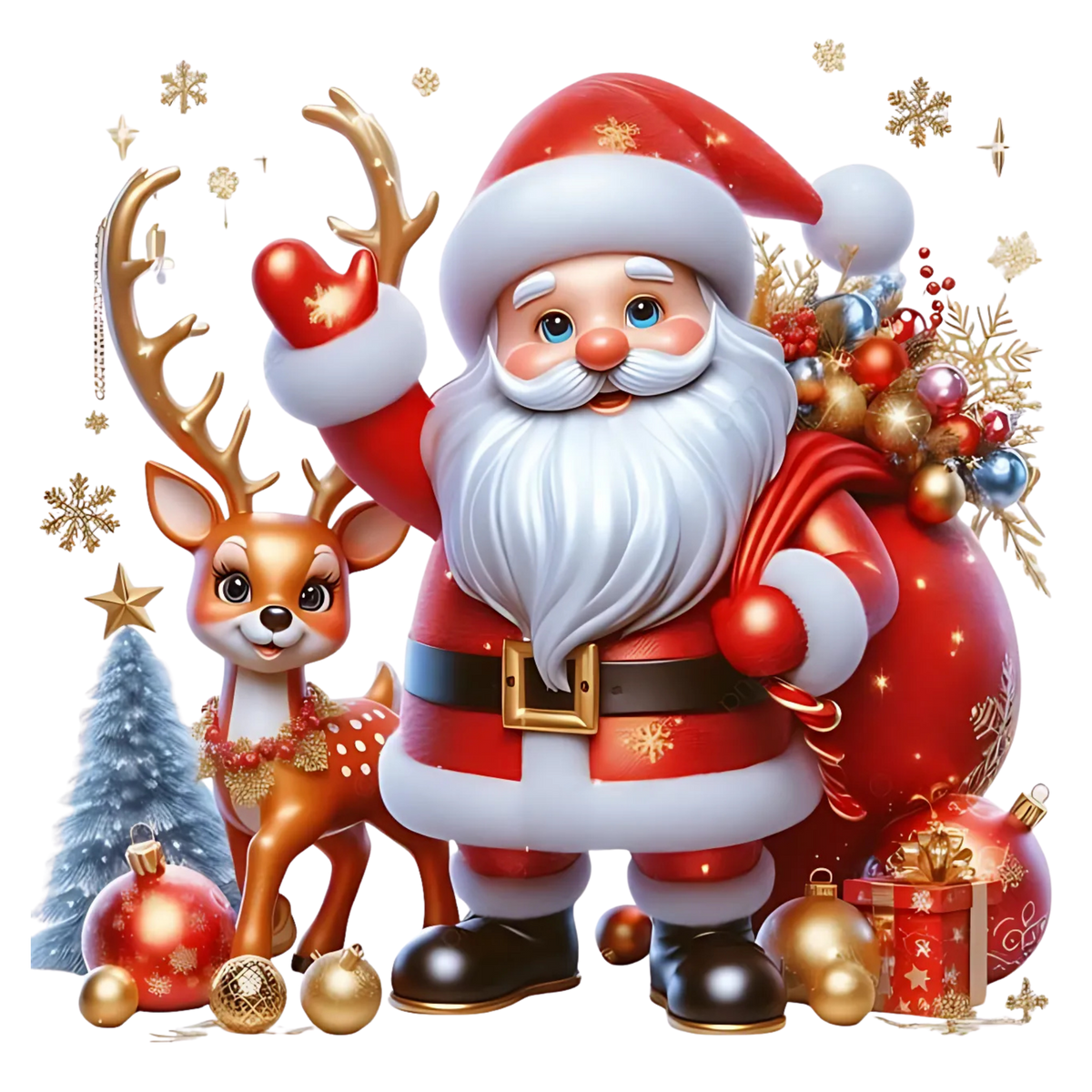 Cute illustrated Santa Christmas DTF transfer, pattern XMAS1514-14