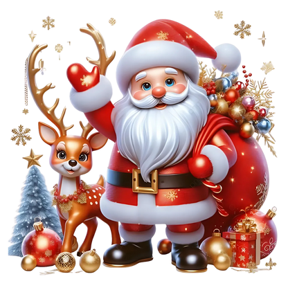 Cute illustrated Santa Christmas DTF transfer, pattern XMAS1514-14
