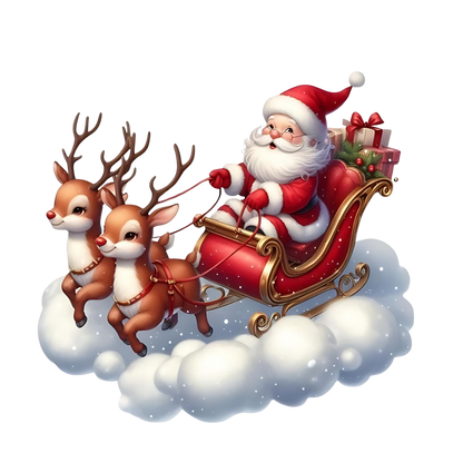 Cute illustrated Santa Christmas DTF transfer, pattern XMAS1514-15