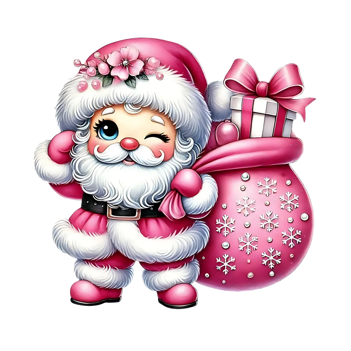 Cute illustrated Santa Christmas DTF transfer, pattern XMAS1514-16