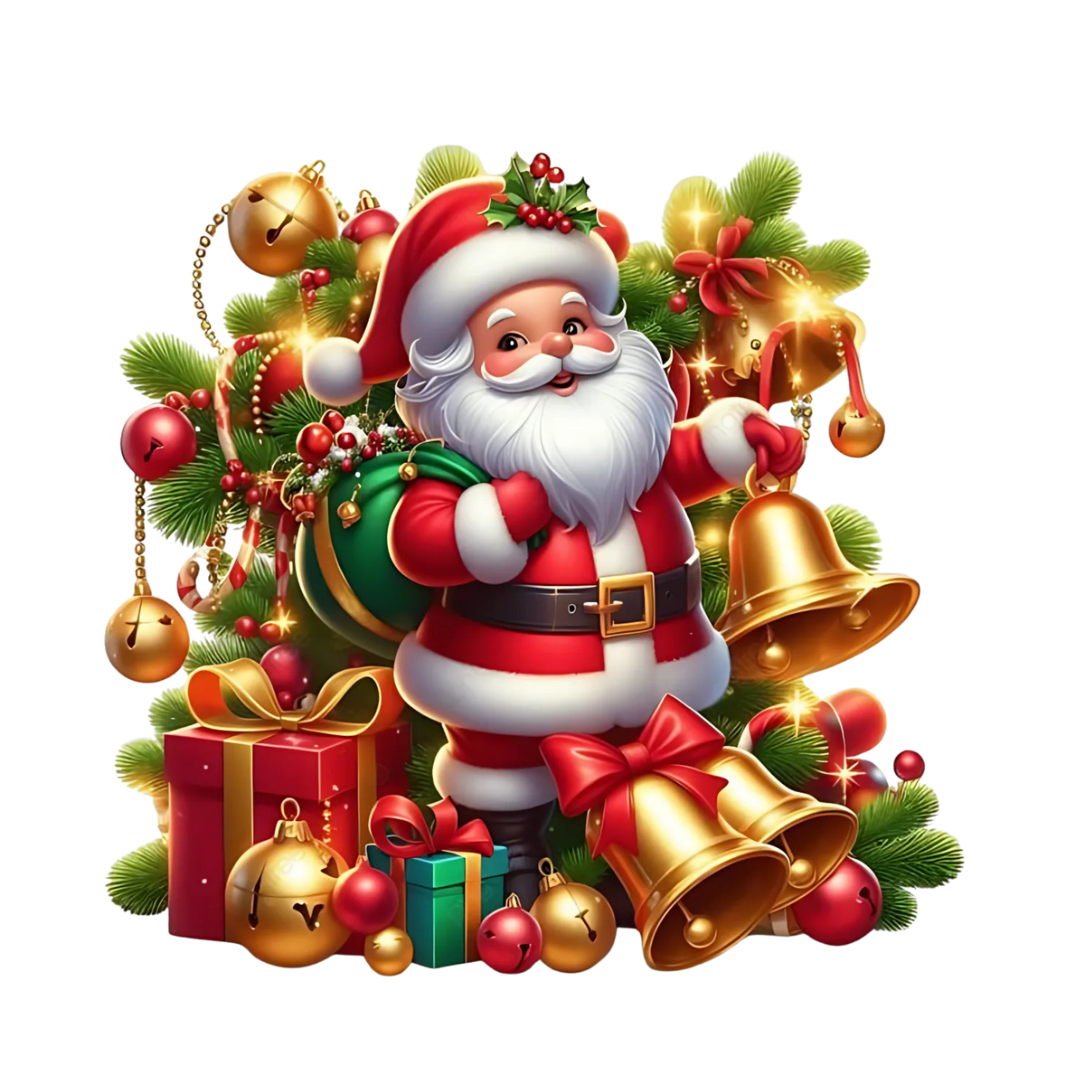 Cute illustrated Santa Christmas DTF transfer, pattern XMAS1514-17