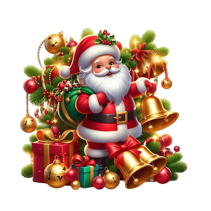 Cute illustrated Santa Christmas DTF transfer, pattern XMAS1514-17