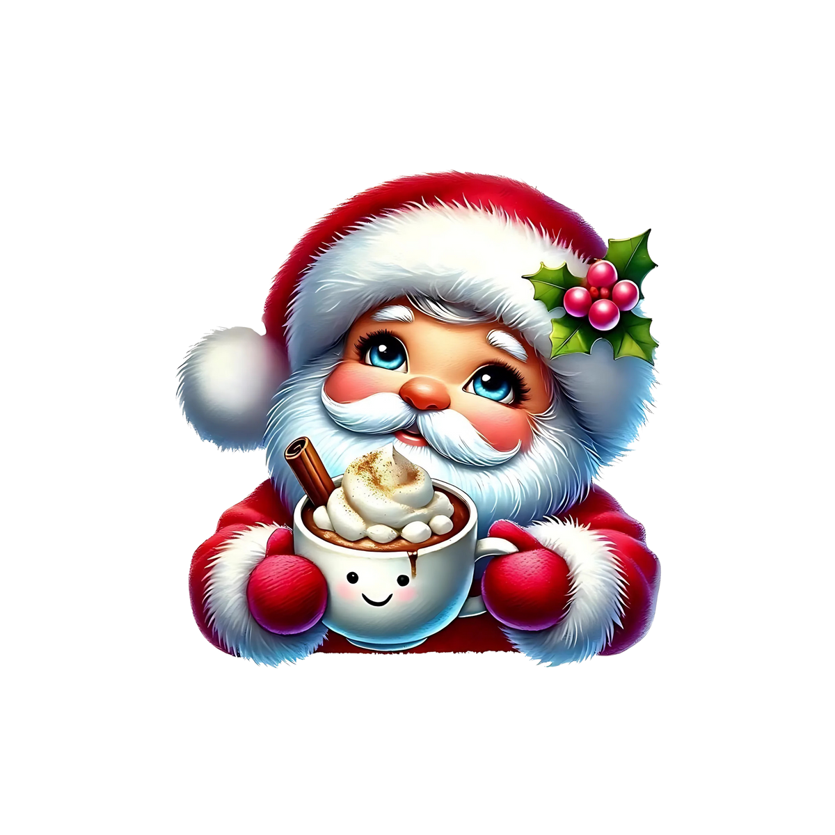 Cute illustrated Santa Christmas DTF transfer, pattern XMAS1514-2