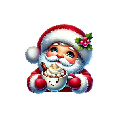 Cute illustrated Santa Christmas DTF transfer, pattern XMAS1514-2
