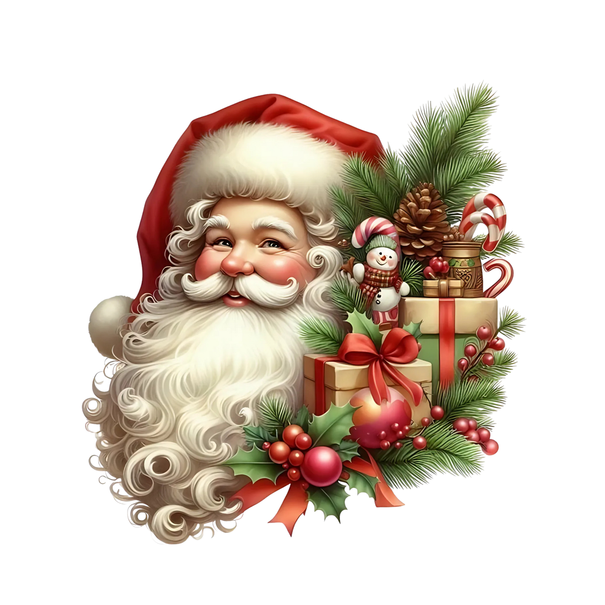 Cute illustrated Santa Christmas DTF transfer, pattern XMAS1514-20