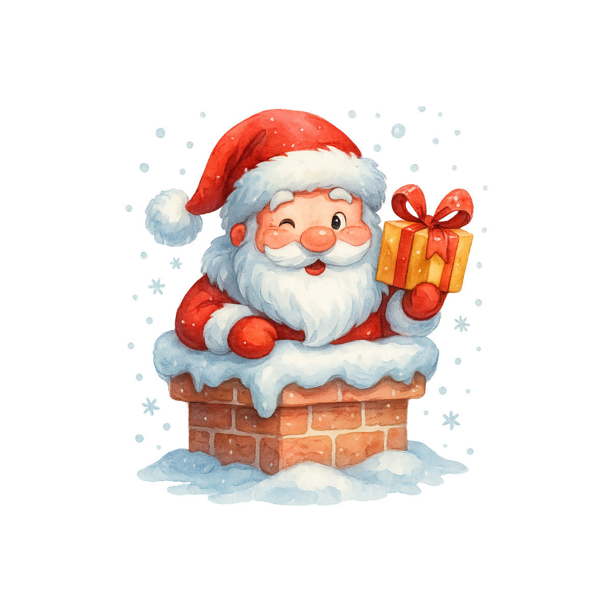 Cute illustrated Santa Christmas DTF transfer, pattern XMAS1514-21