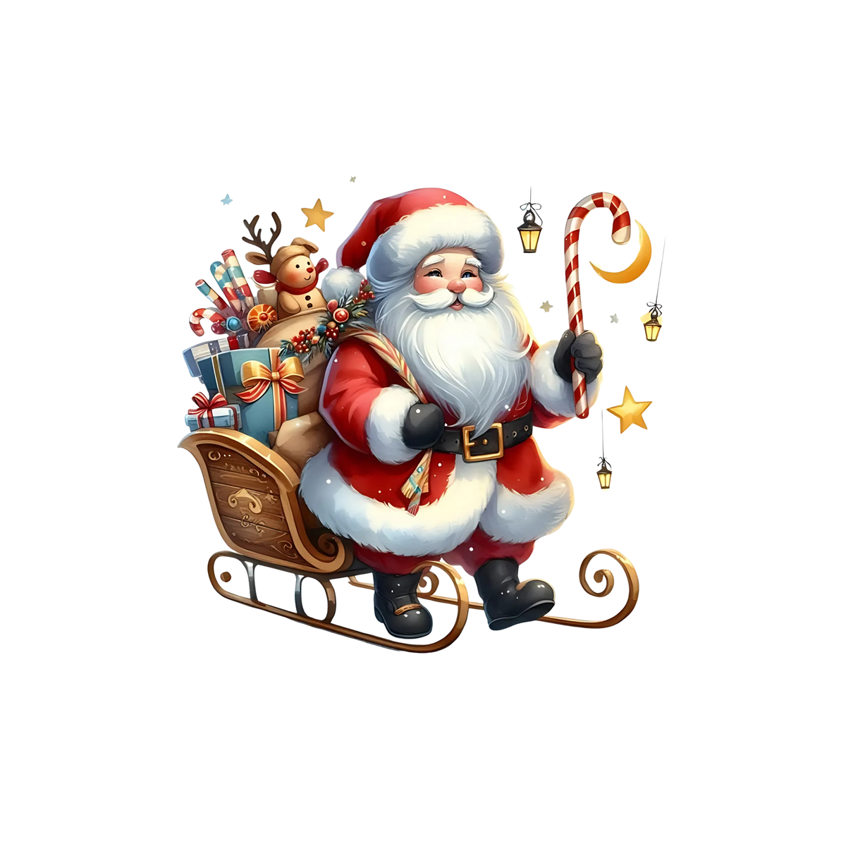Cute illustrated Santa Christmas DTF transfer, pattern XMAS1514-22