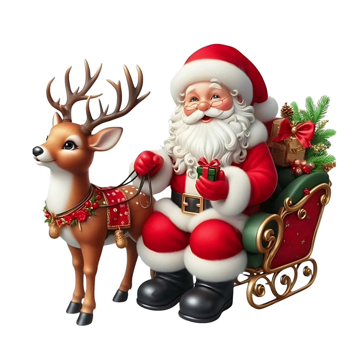 Cute illustrated Santa Christmas DTF transfer, pattern XMAS1514-28