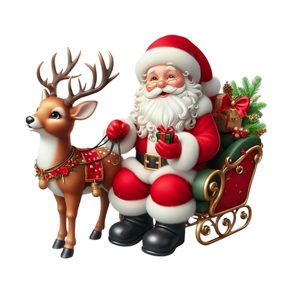 Cute illustrated Santa Christmas DTF transfer, pattern XMAS1514-28