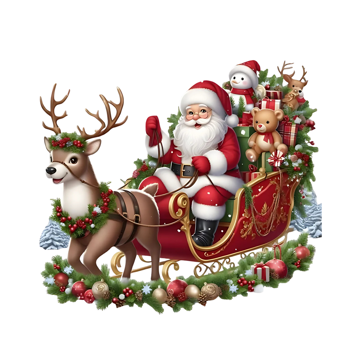 Cute illustrated Santa Christmas DTF transfer, pattern XMAS1514-29