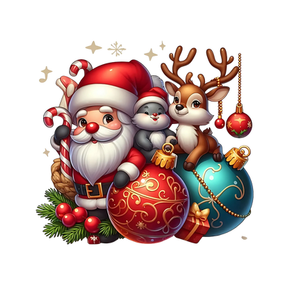 Cute illustrated Santa Christmas DTF transfer, pattern XMAS1514-3