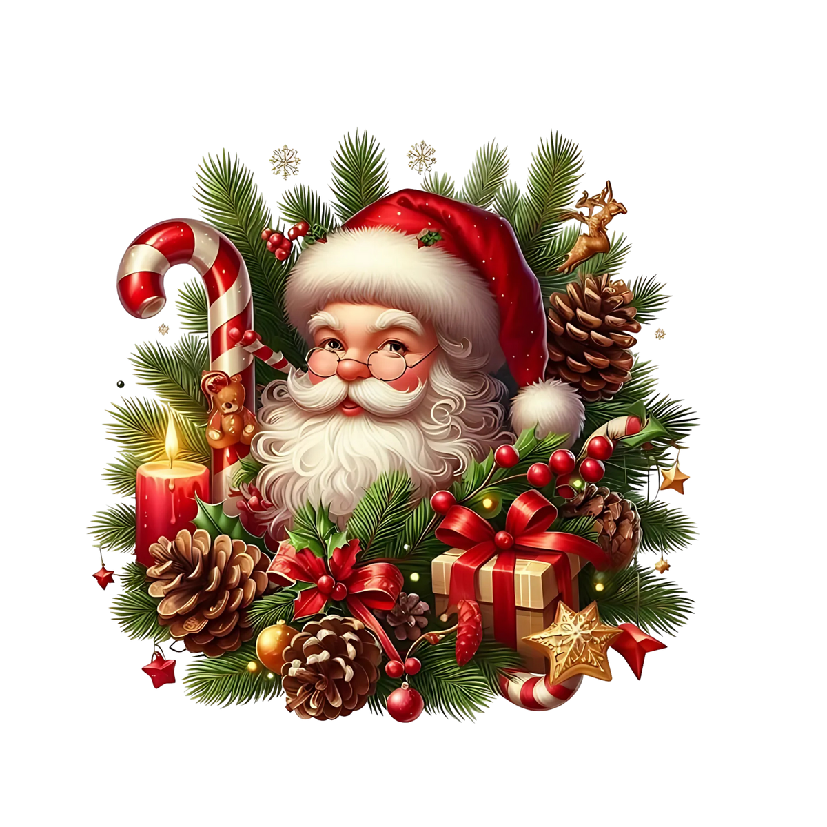 Cute illustrated Santa Christmas DTF transfer, pattern XMAS1514-30