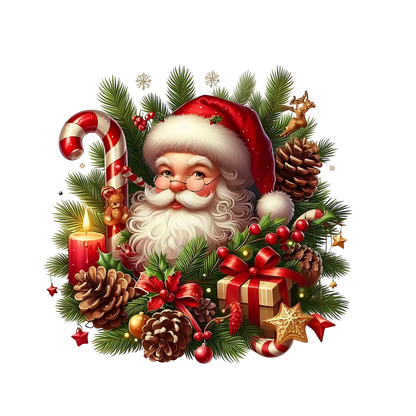 Cute illustrated Santa Christmas DTF transfer, pattern XMAS1514-30