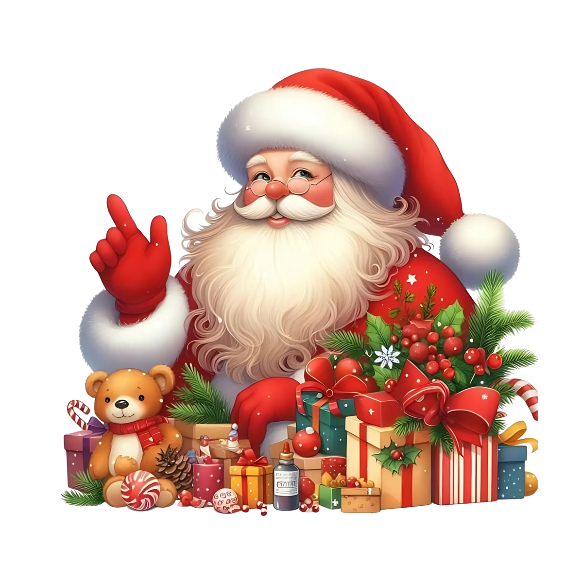 Cute illustrated Santa Christmas DTF transfer, pattern XMAS1514-31