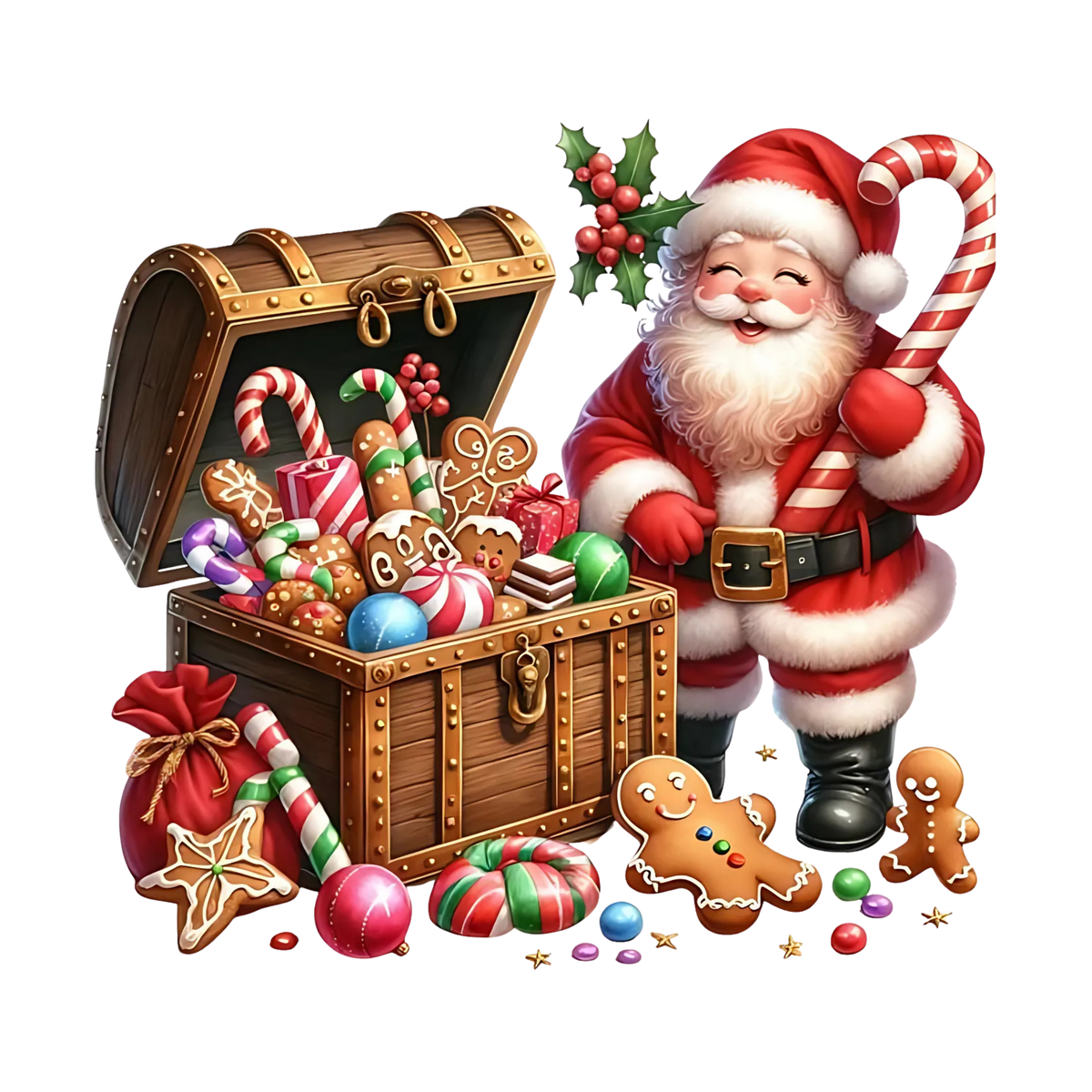 Cute illustrated Santa Christmas DTF transfer, pattern XMAS1514-32
