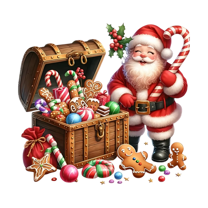 Cute illustrated Santa Christmas DTF transfer, pattern XMAS1514-32