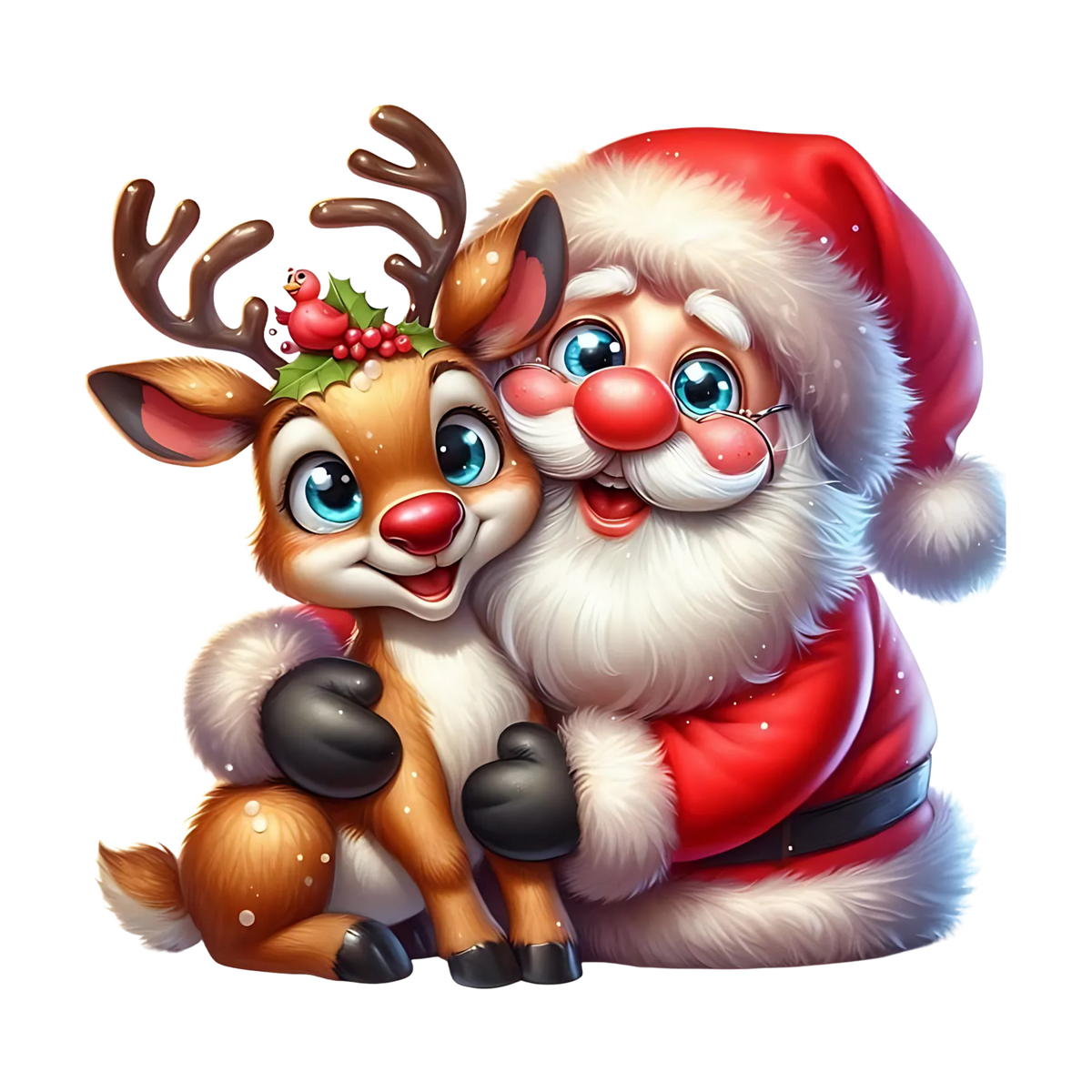 Cute illustrated Santa Christmas DTF transfer, pattern XMAS1514-4